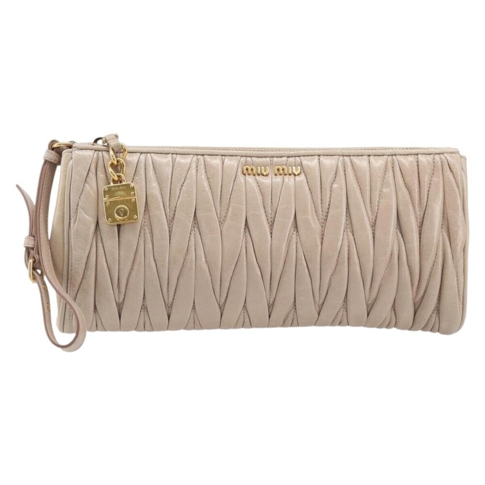 Miu Miu Zip Wristlet Matelasse Leather